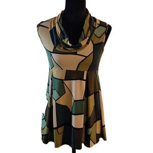 𝅺SUPER cute sleeveless geometric cowl neck top size small